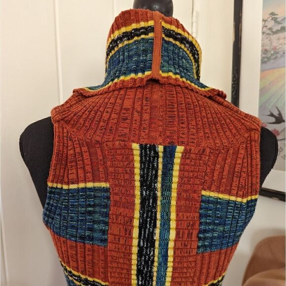 Free People Carly Striped Cowl Neck Sleeveless Sweater Top S Boho Hippie 70s - Picture 11 of 14